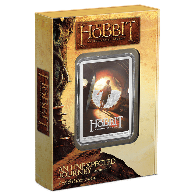 THE HOBBIT™ - An Unexpected Journey Poster Coin 1oz Silver Coin Featuring Custom Book-style Packaging with Display Window .