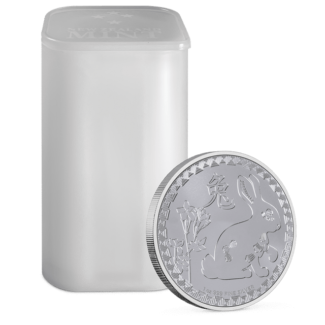 1oz Silver Bullion Coin Year of the Rabbit Niue 2023 + Storage Tube (25 Coins).