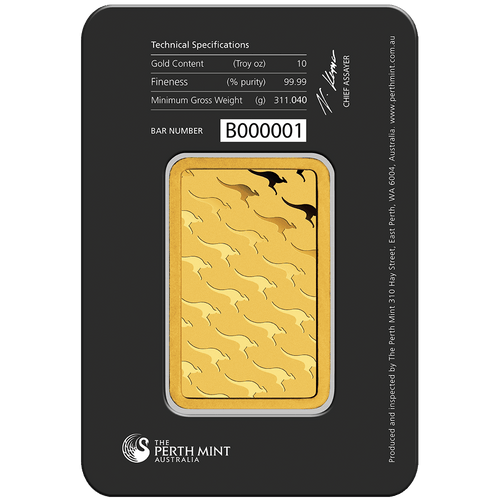 10oz Gold Minted Bar Perth Mint - New Zealand Mint