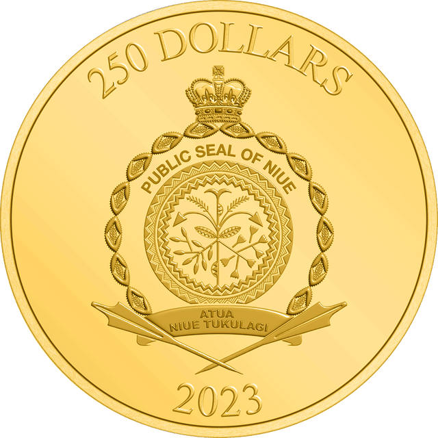 Public Seal of Niue Coat of Arms $250 2023 Obverse